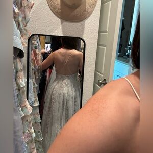 White wedding/rehearsal dinner dress.